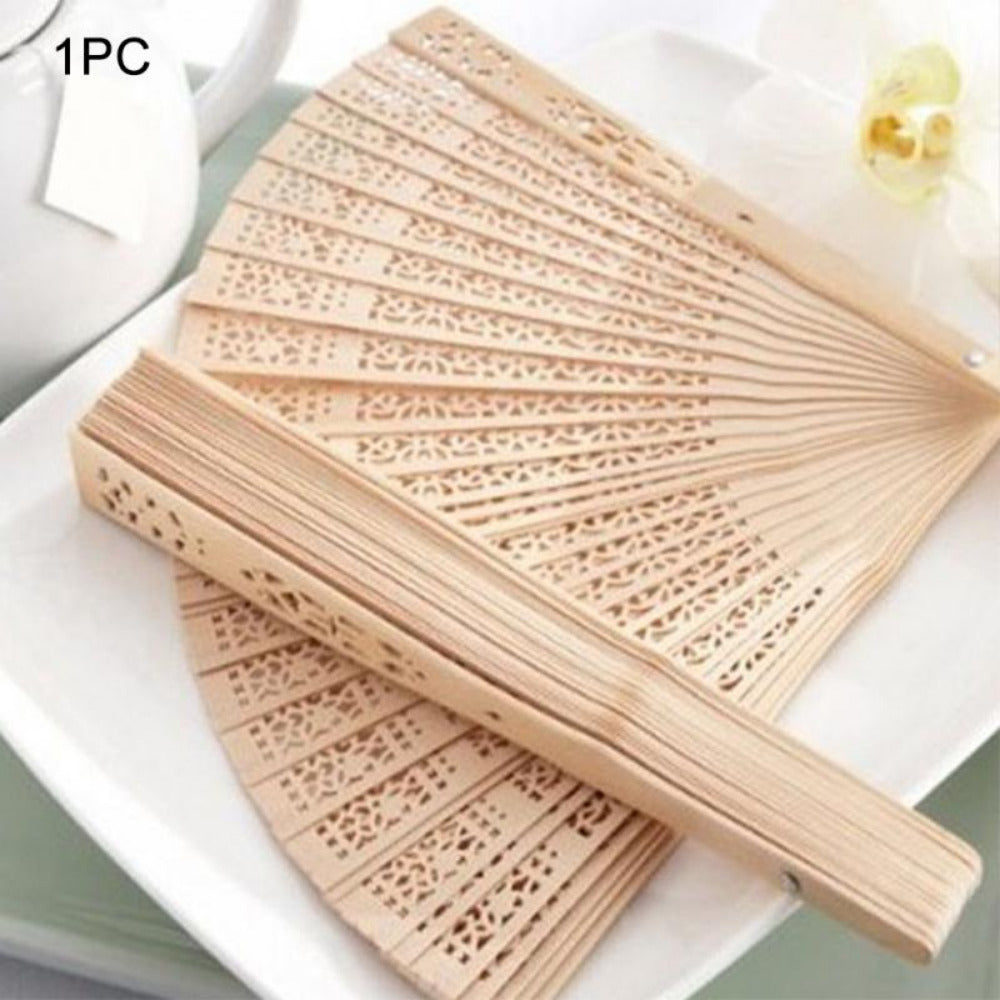 Abanico de madera de sándalo