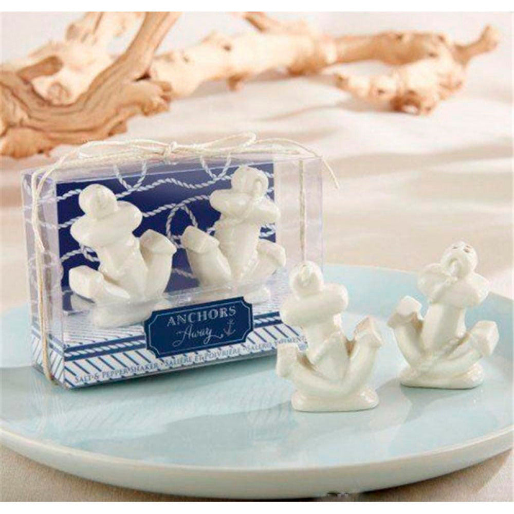 Set de saleros anclas Bautizo Bodas, tema mar