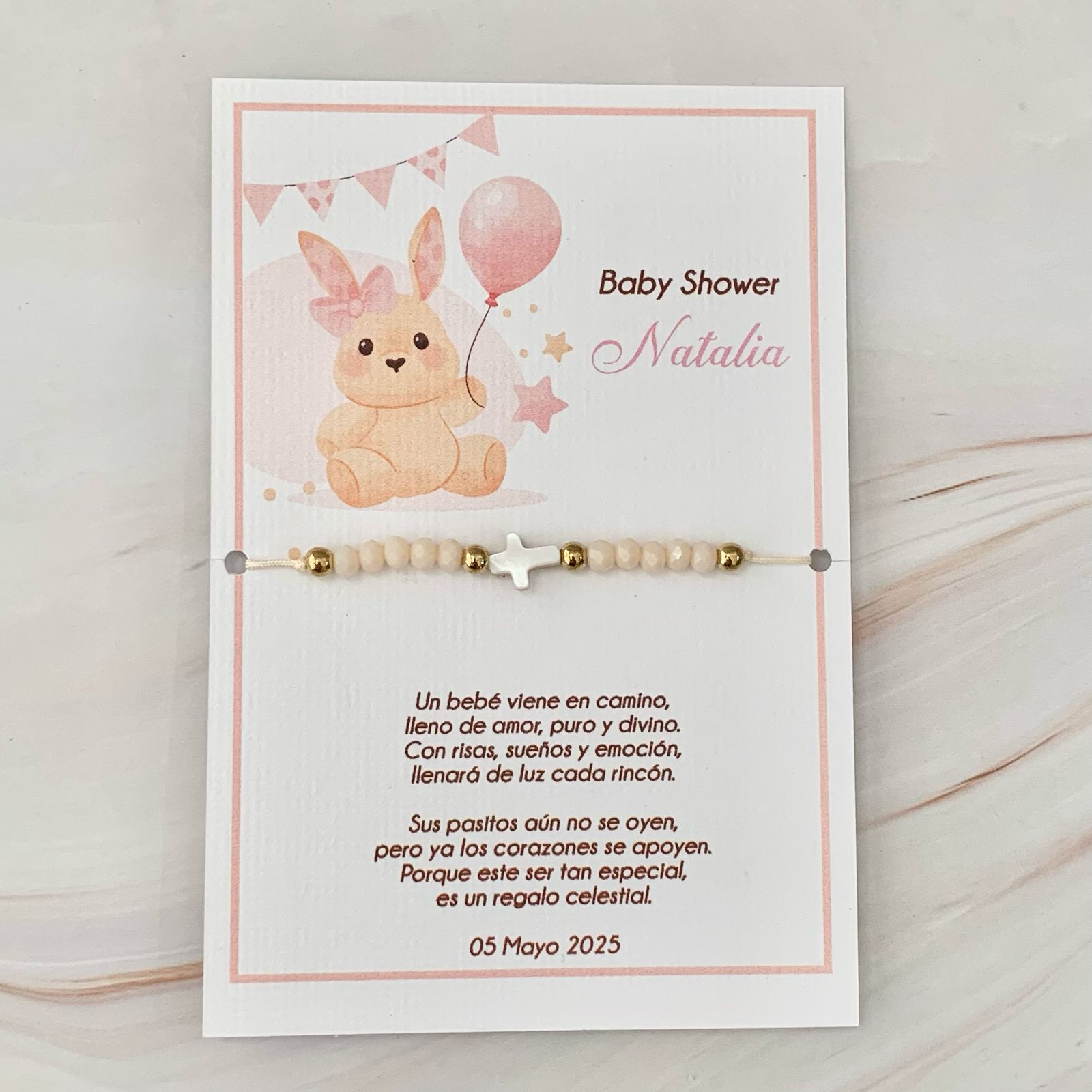 Recuerdo para Baby Shower, Pulsera de Cruz