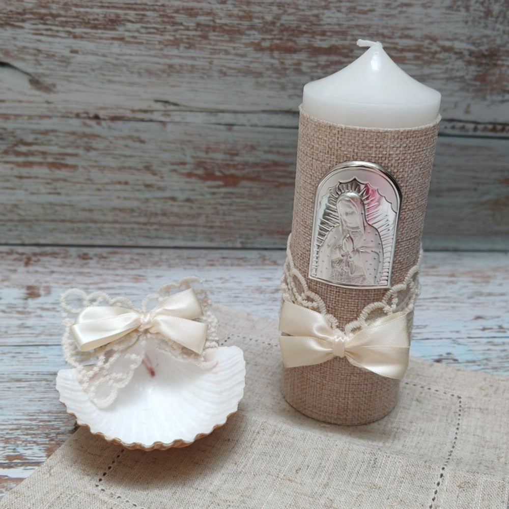 Kit de bautizo, Virgencita Bendíceme, en Plata