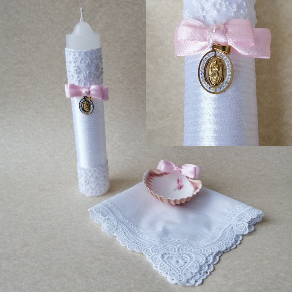 Kit Bautizo con Virgen y detalles tipo Swarovski