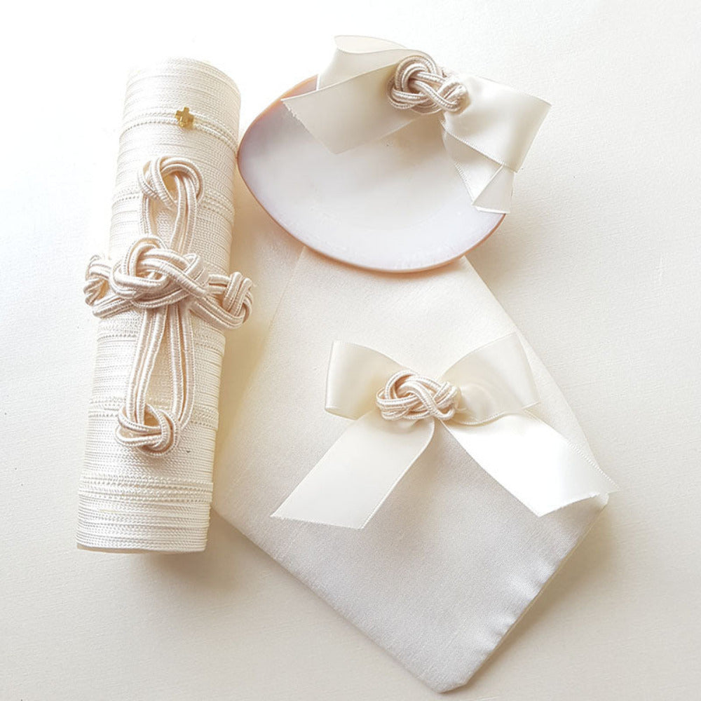 Set de bautizo, nudos, con vela