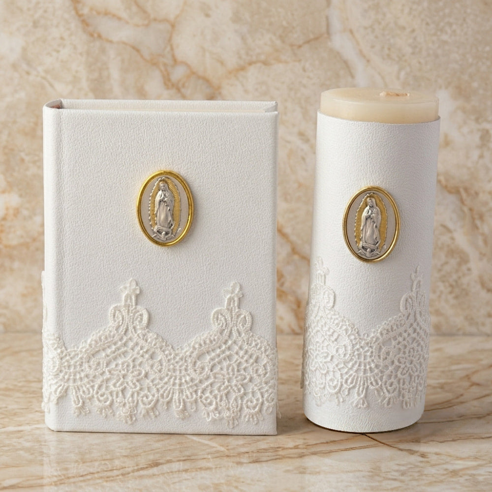 Biblia de Bolsillo y Cirio Virgen de Guadalupe