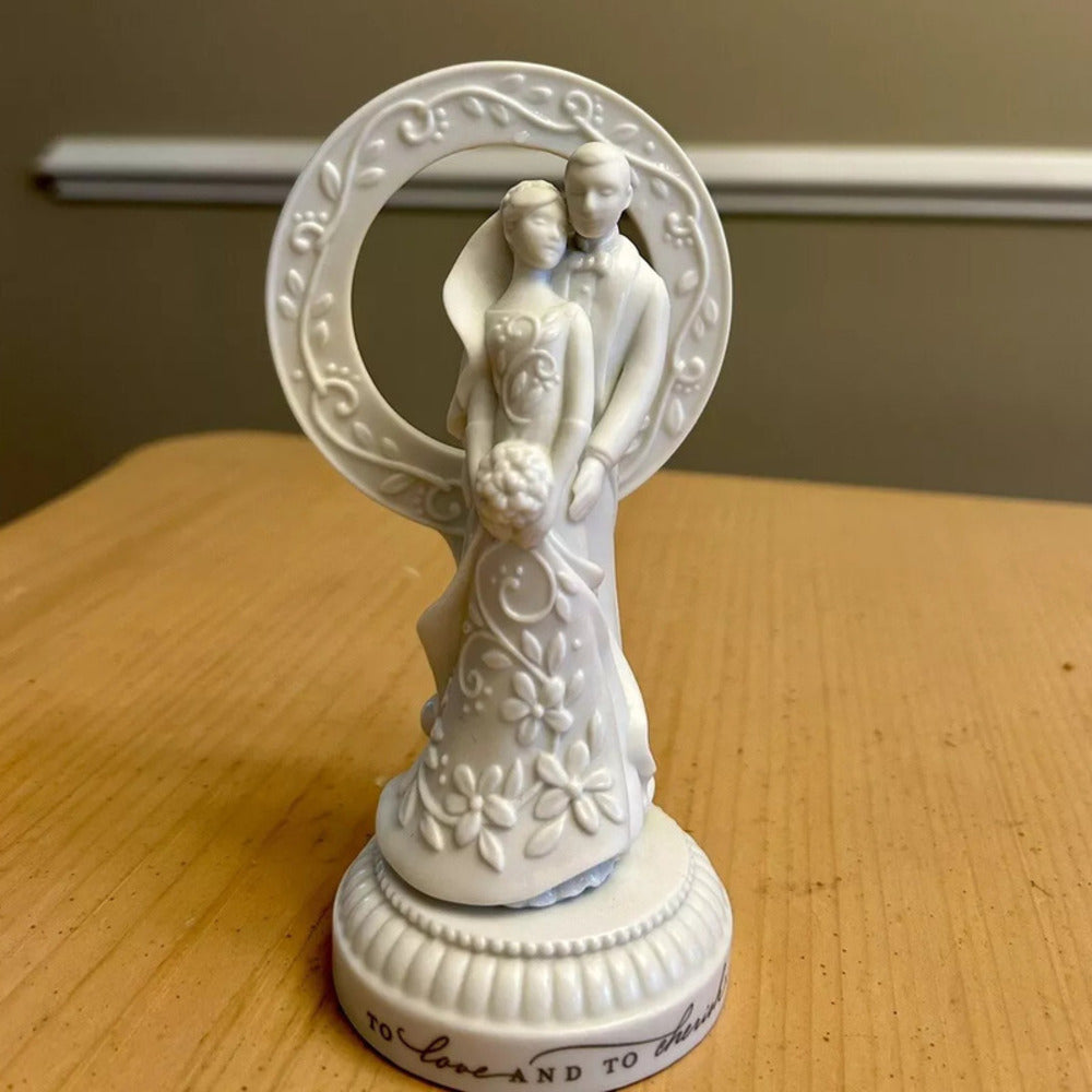 Figura para Pastel de Bodas, Porcelana, Dos Corazones, un Amor