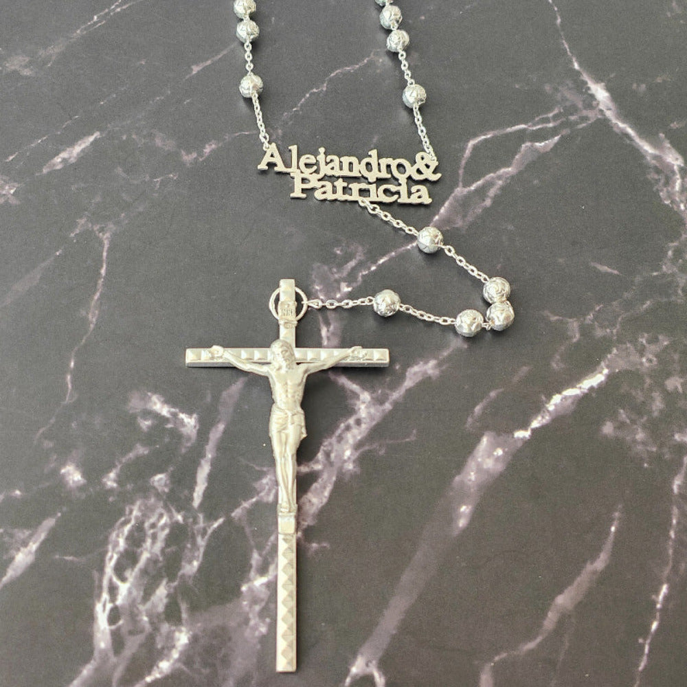 Lazo Rose Silver personalizado, cruz italiana, Certificado de exclusividad