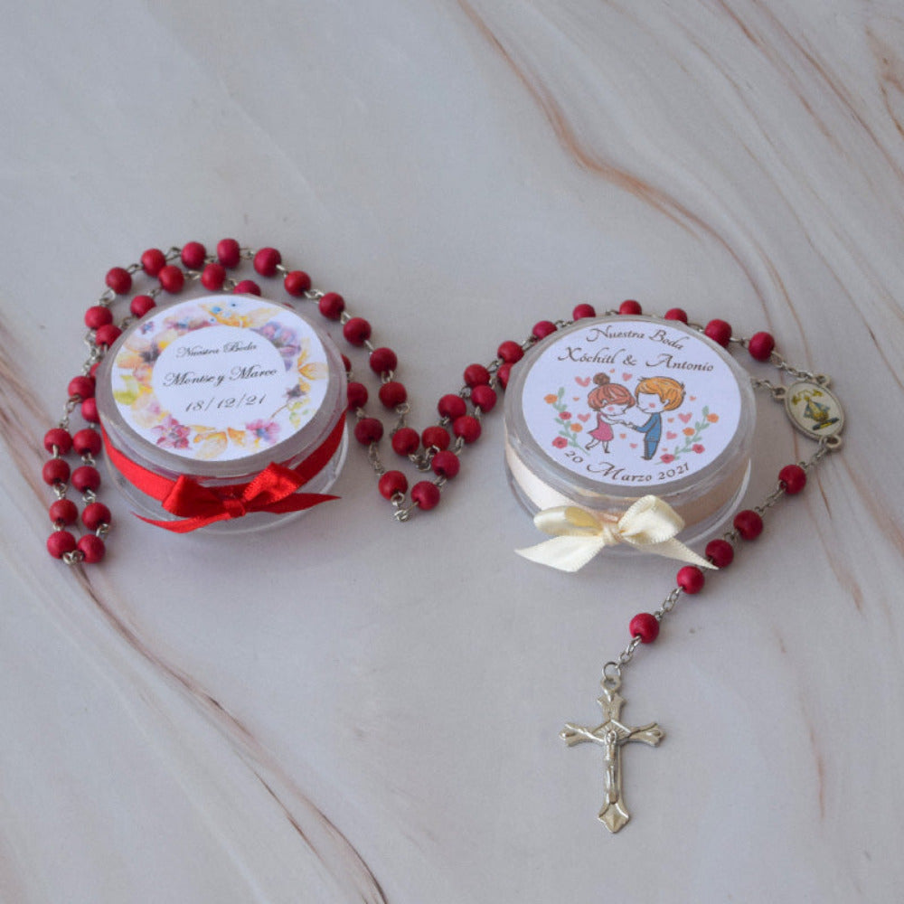 Rosario aromático de palo de rosa para boda