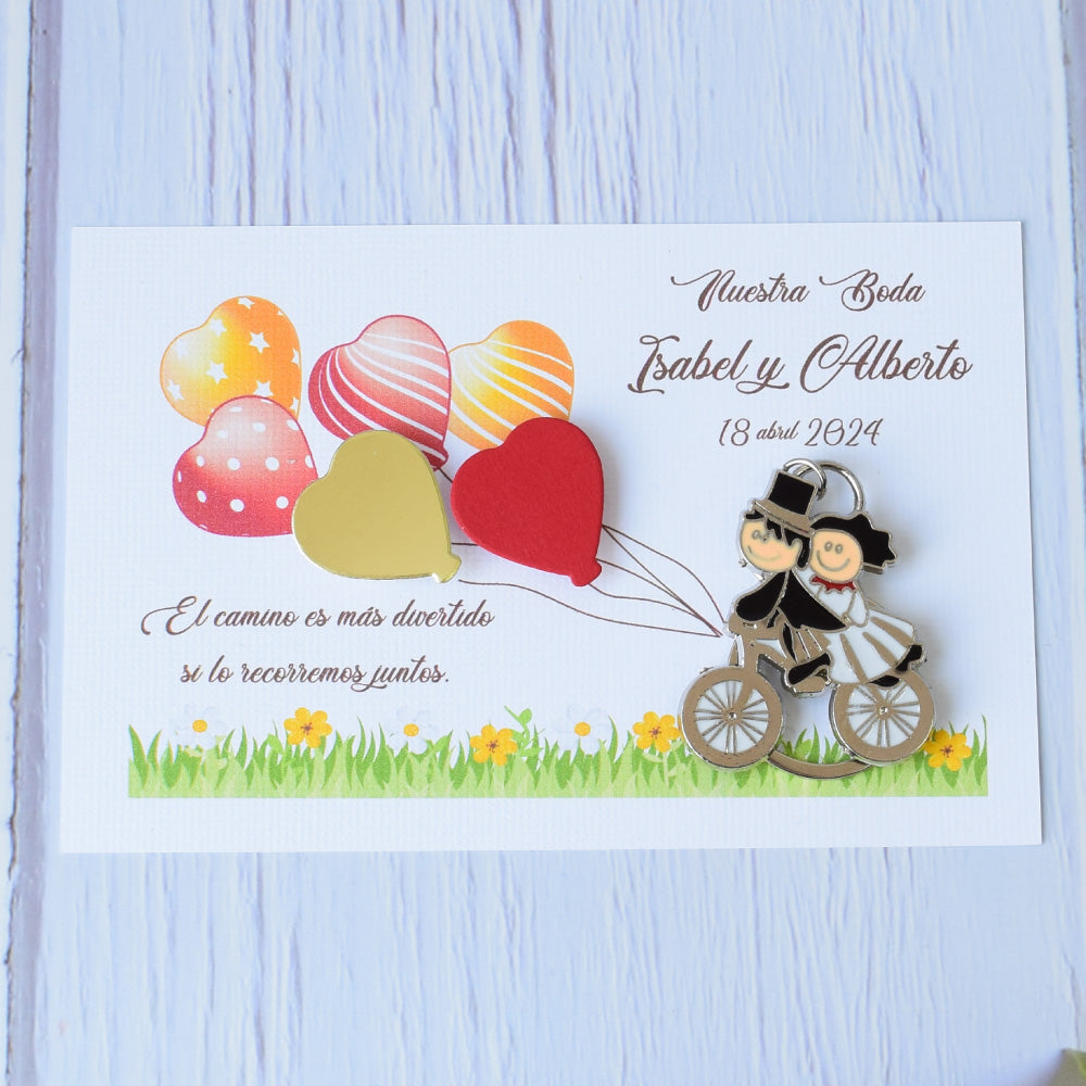 Llavero de Boda Novios Enamorados en Bicicleta