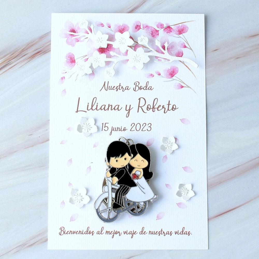 Recuerdo para Boda, Llavero de Novios en Bicicleta