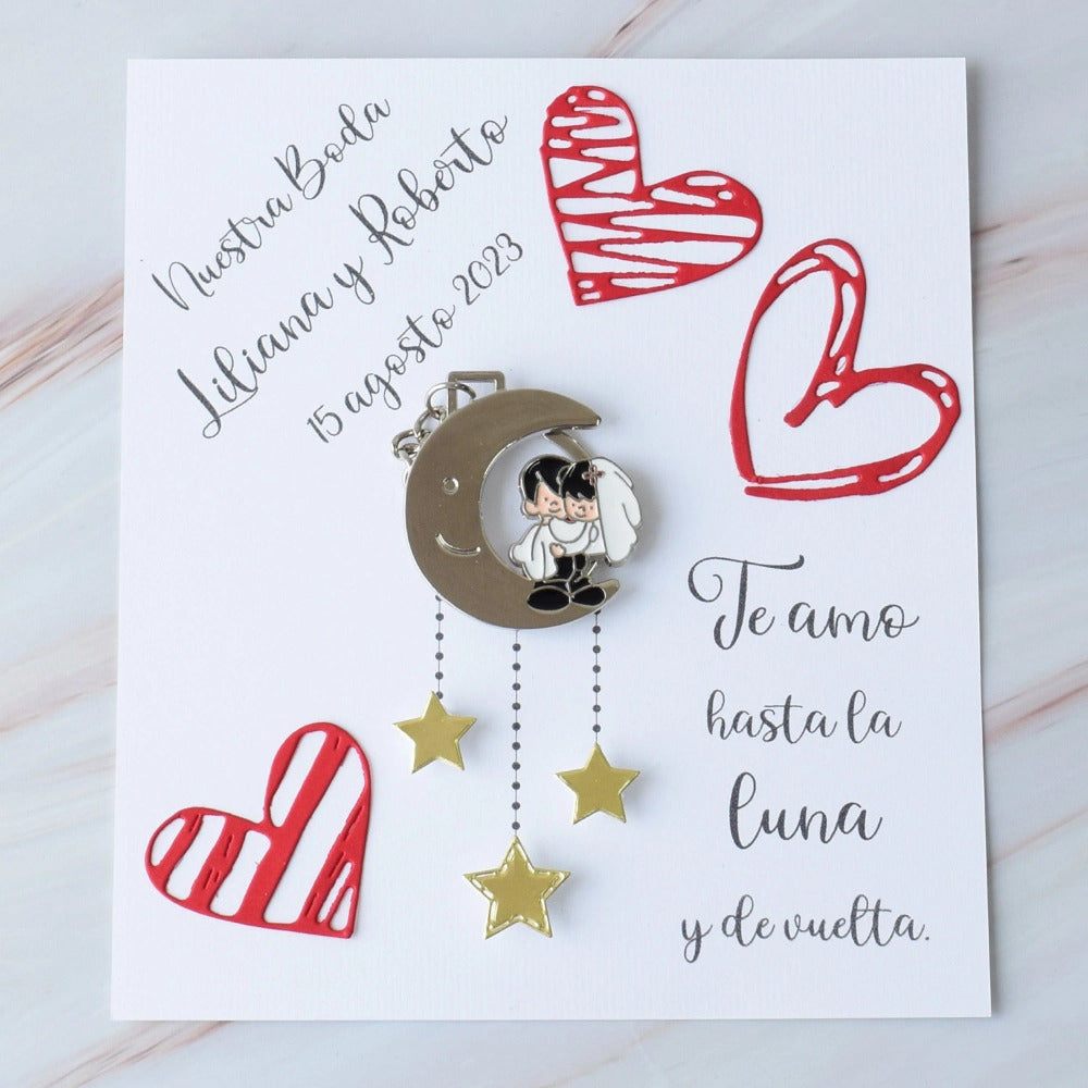 Recuerdo para Boda,  Llavero novios en la Luna