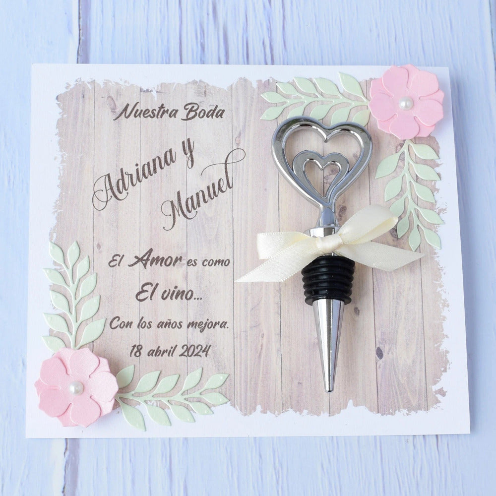 Recuerdo para Boda Personalizado Tapón de Vino