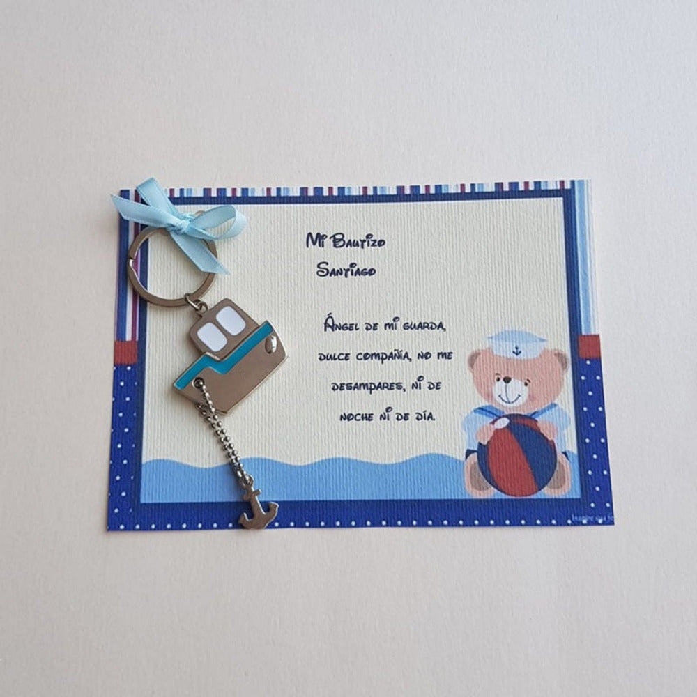Bolo para Bautizo con llavero de barquito