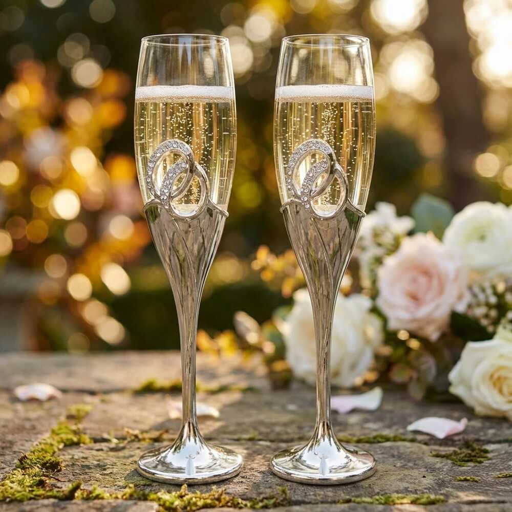 Copas para brindis de boda, Anillos de Boda