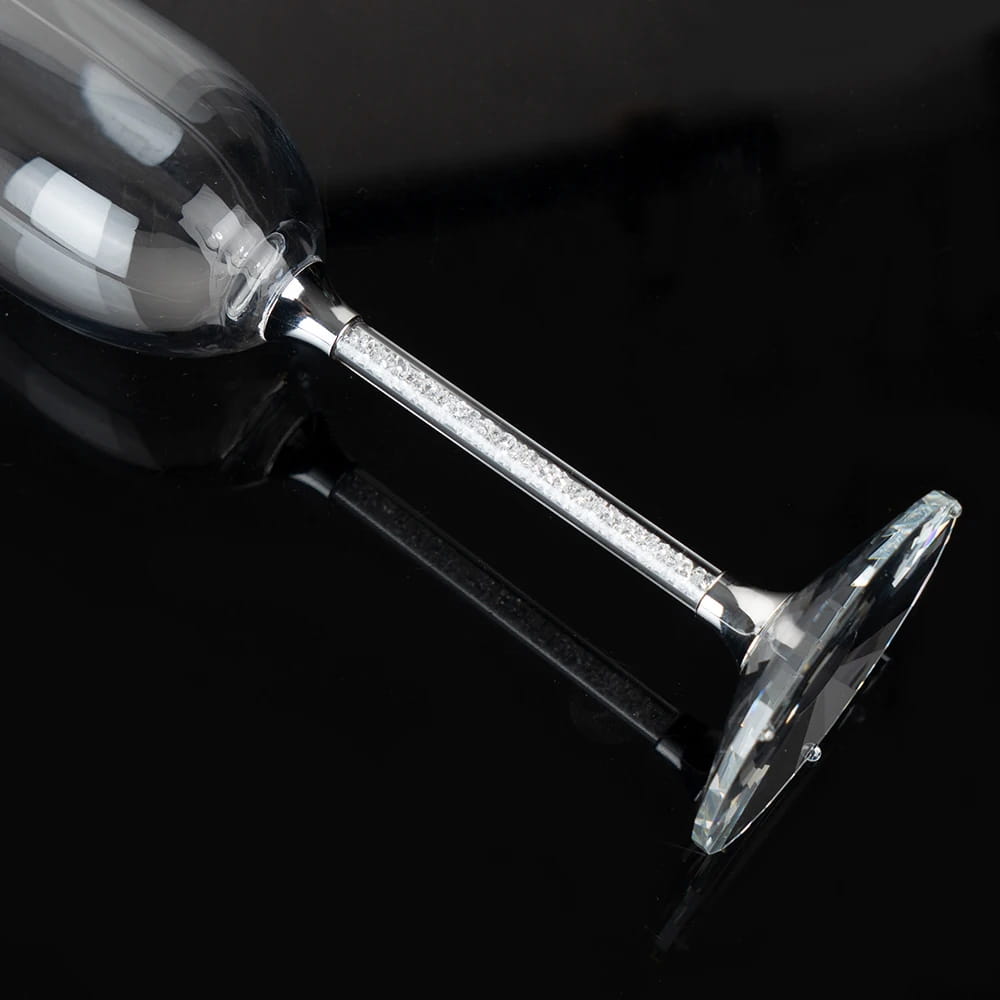 Copa para brindis de boda con tallo relleno de cristales brillantes tipo Swarovski, elegante flauta de cristal para ceremonias nupciales y eventos de gala.
