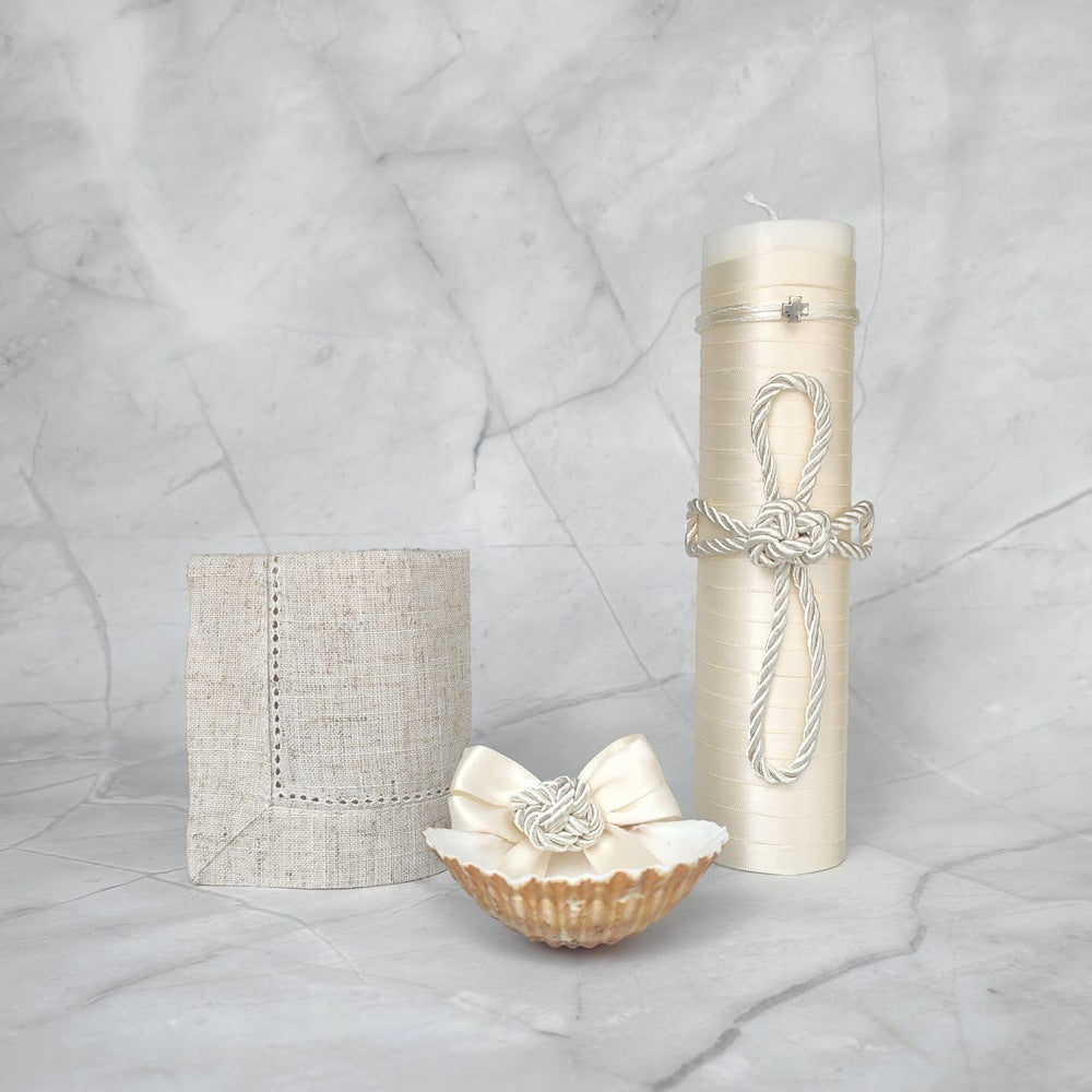 Kit de Bautizo Cruz Eterna, Blanco