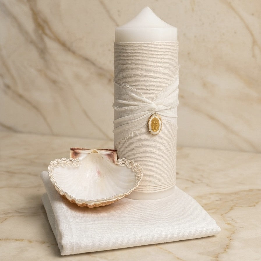 Kit de Bautizo Medalla Virgen Santa, Artesanal