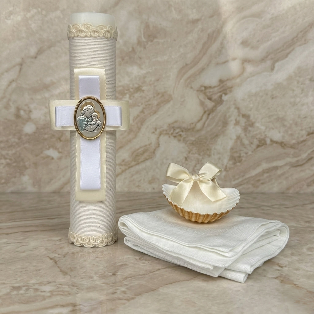 Kit de Bautizo, Placa Italiana Sagrada Virgen y Niño