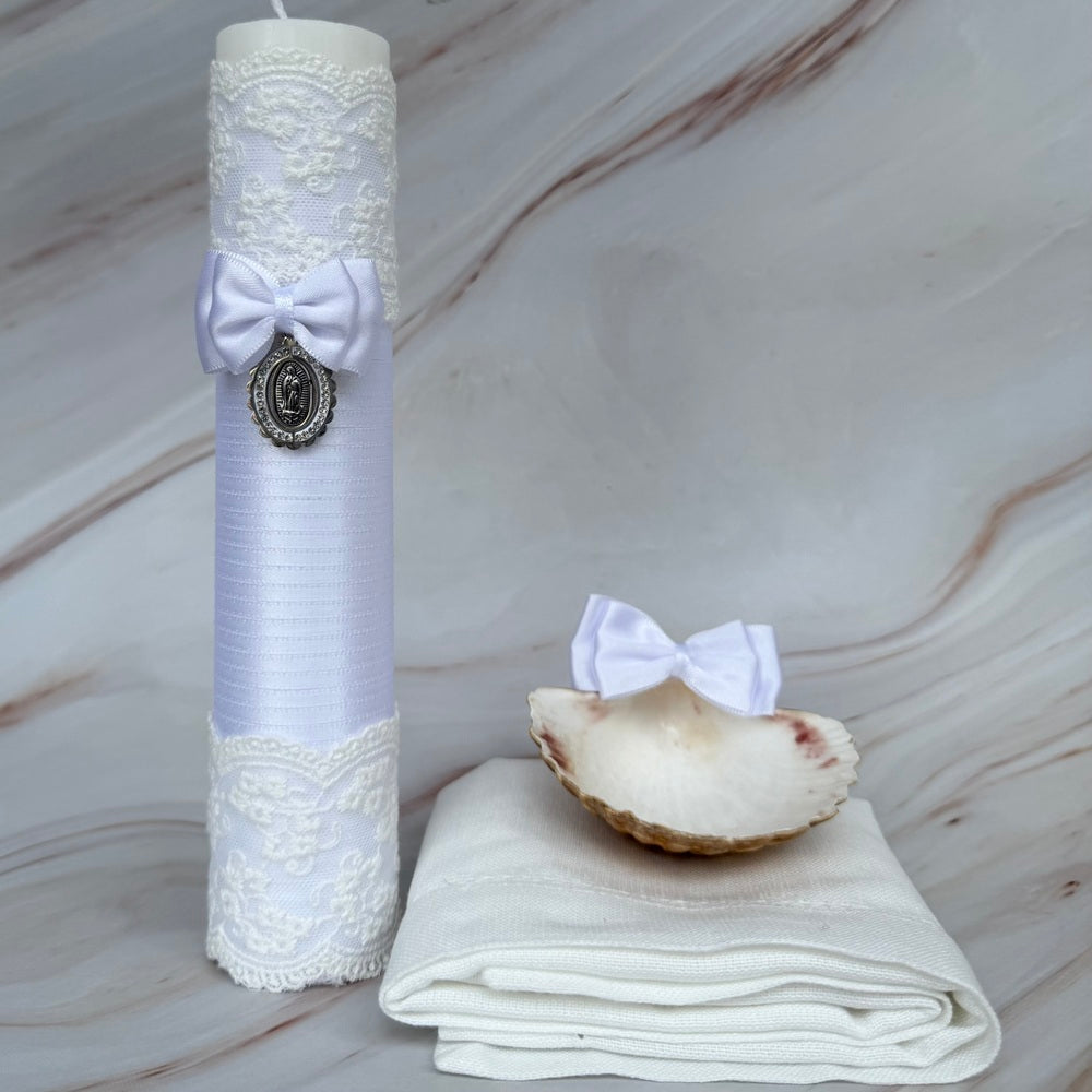 Kit de Bautizo Virgen de Guadalupe, Plateada