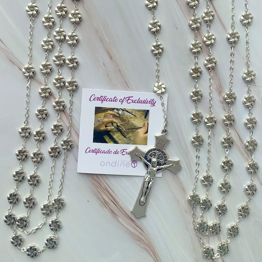 Lazo de boda Magnolia con cruz Italiana San Benito, Certificado de Exclusividad