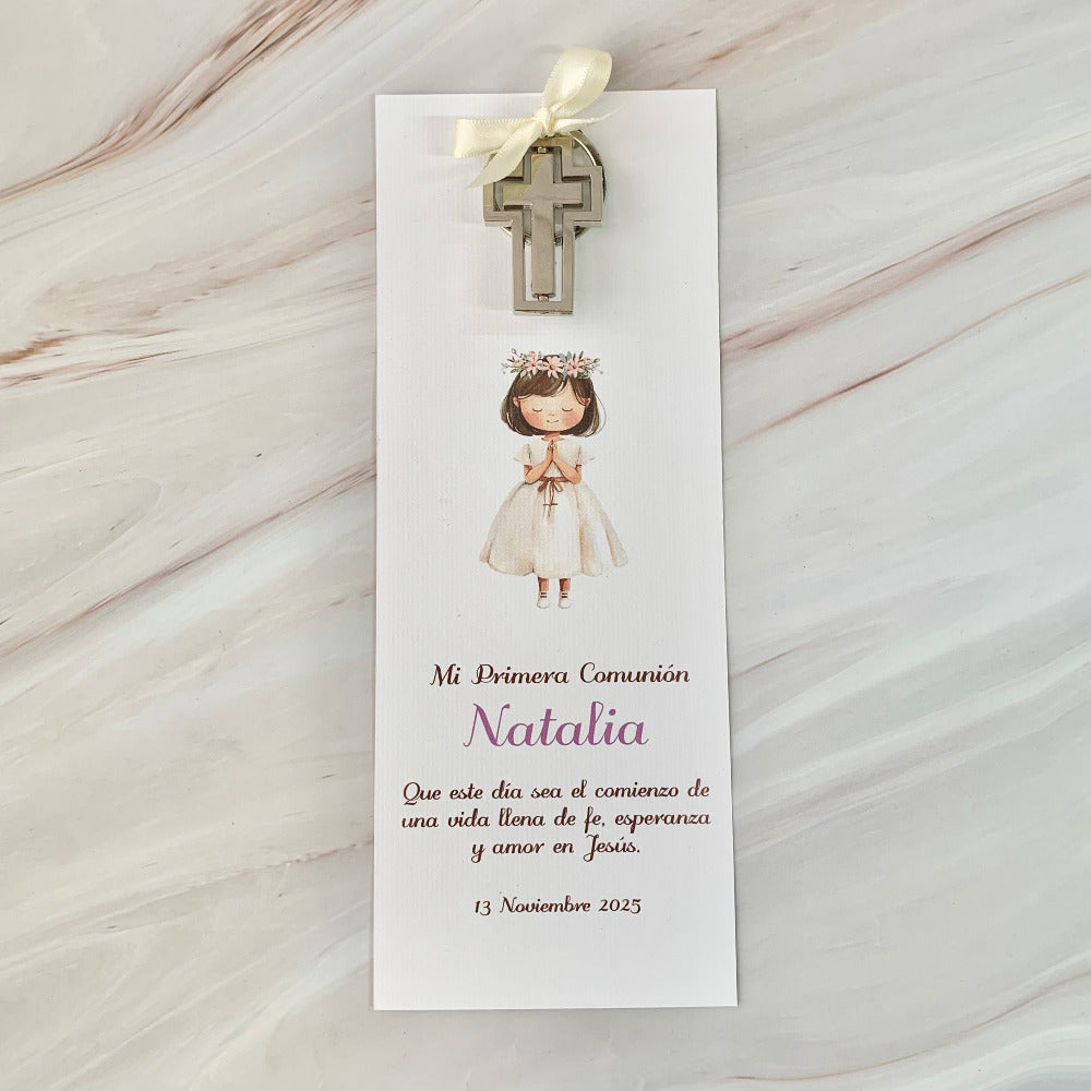 Llavero de cruz para primera comunión niña, tu hermosa luz