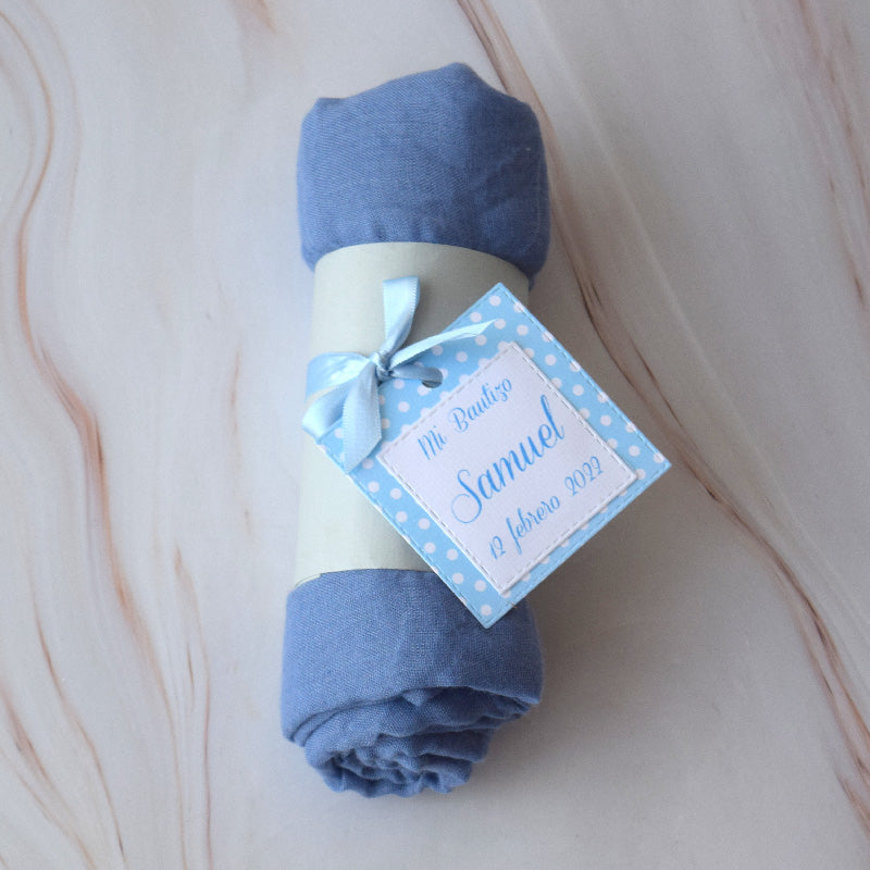 Pashmina personalizada para recuerdo de Bautizo para niño.