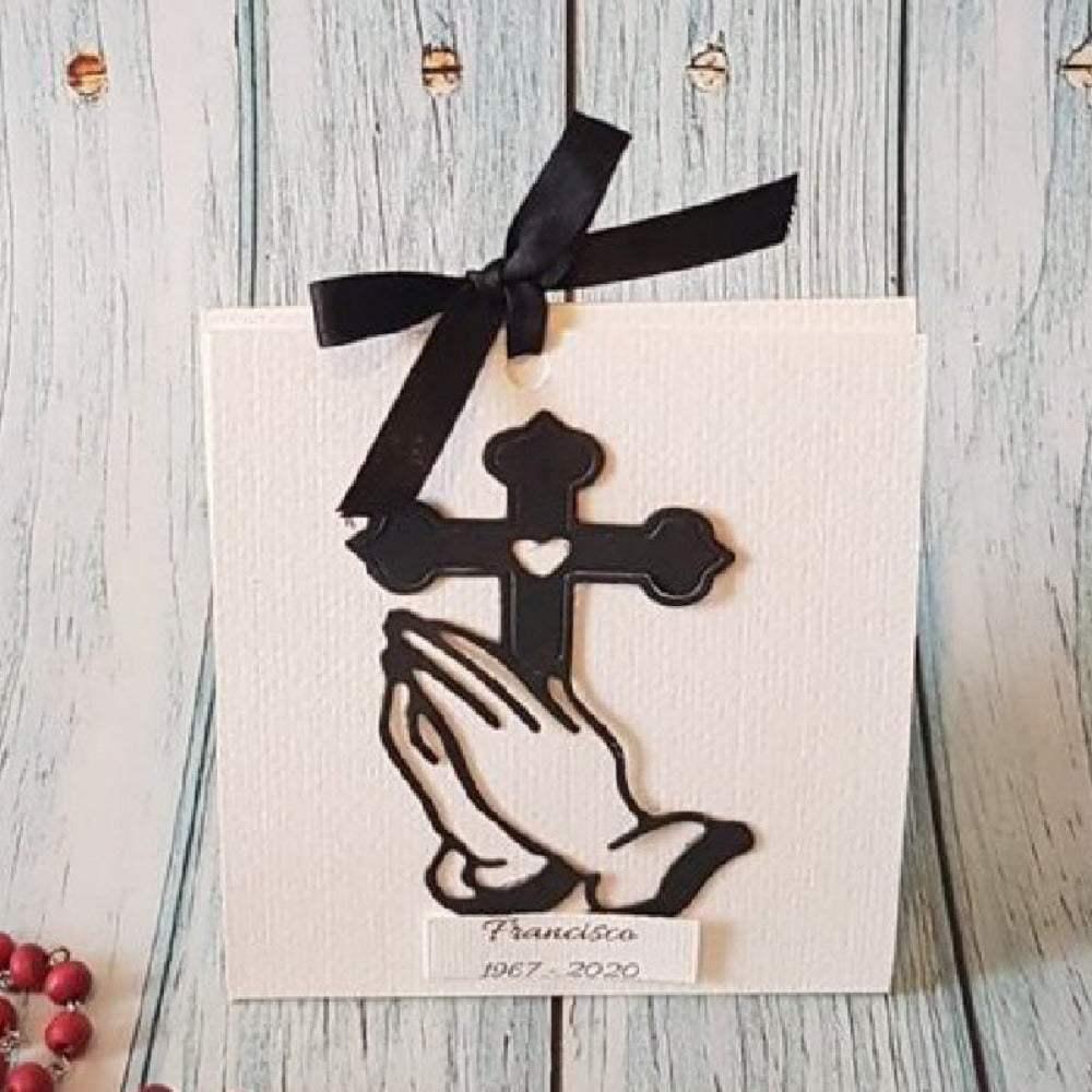 Rosario de palo de rosa, caja Blessing, luctuoso.