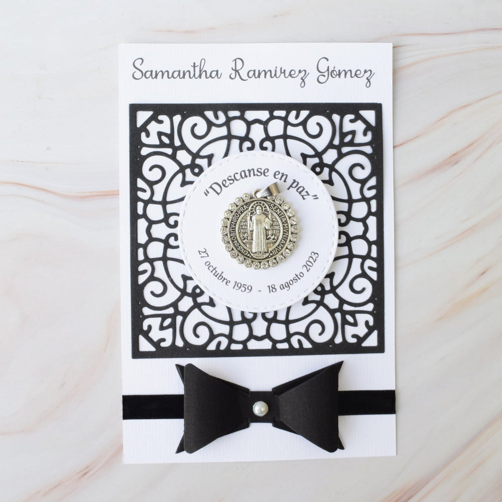 Recuerdo Luctuoso Medalla de San Benito cristales