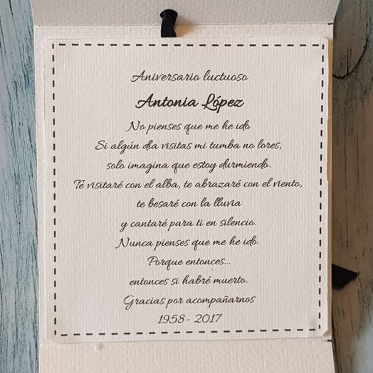 Rosario de palo de rosa, caja Blessing, luctuoso.