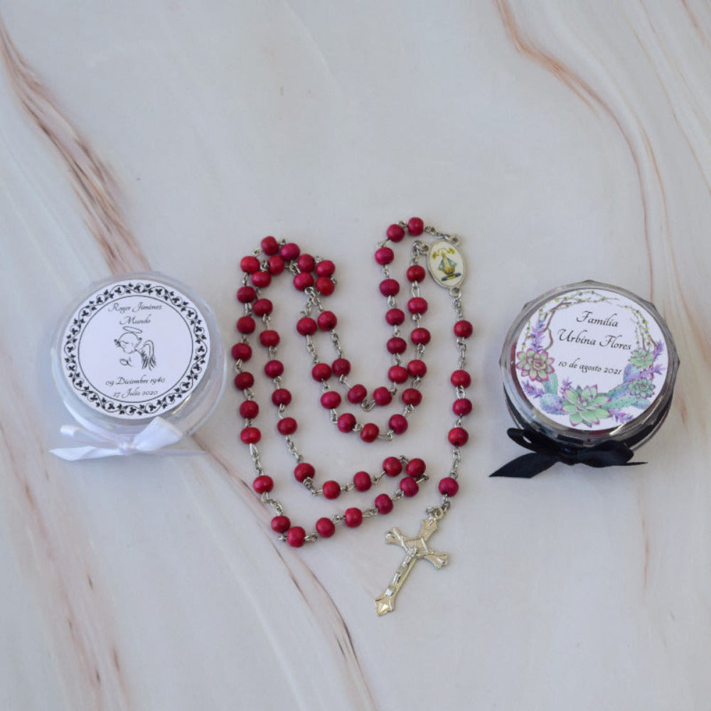 Rosario aromático de palo de rosa luctuoso