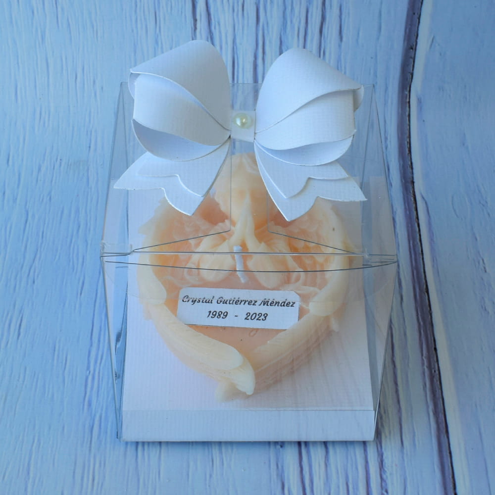 Velas artesanales luctuosas personalizadas del ángel de la guarda.