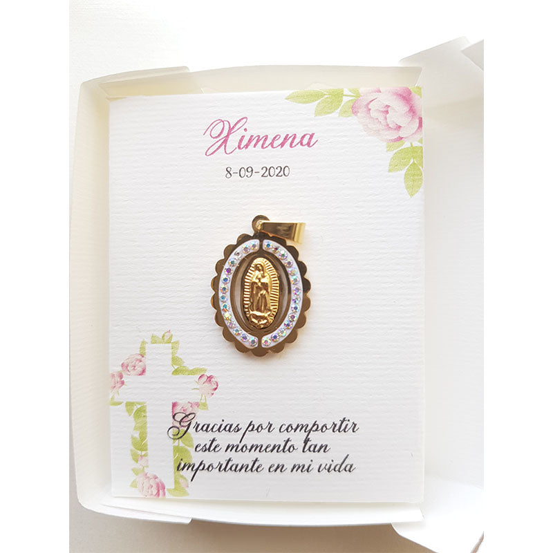 Medalla de Virgen de Guadalupe con cristales