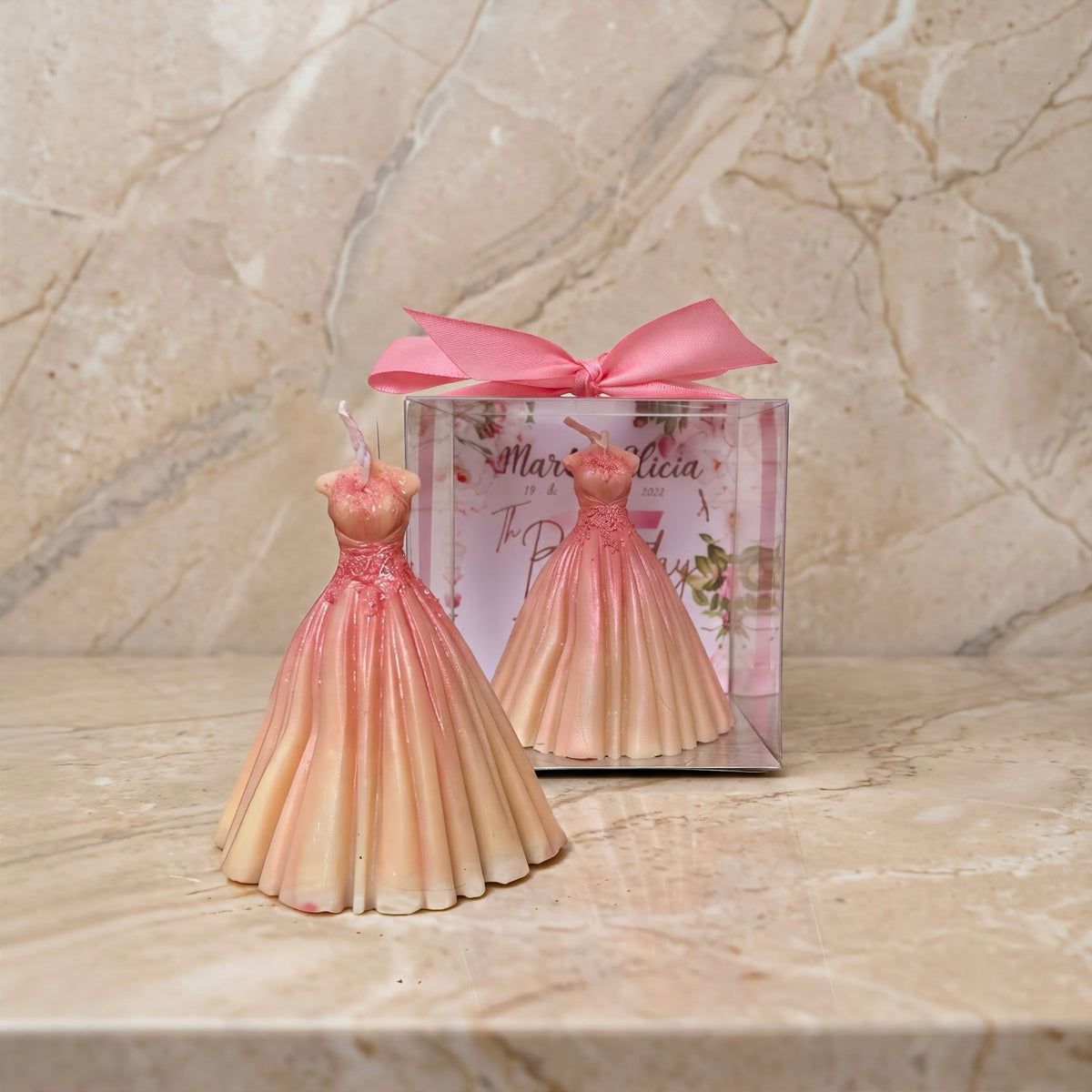 Vela de vestido de quinceañera, recuerdo para quince años.