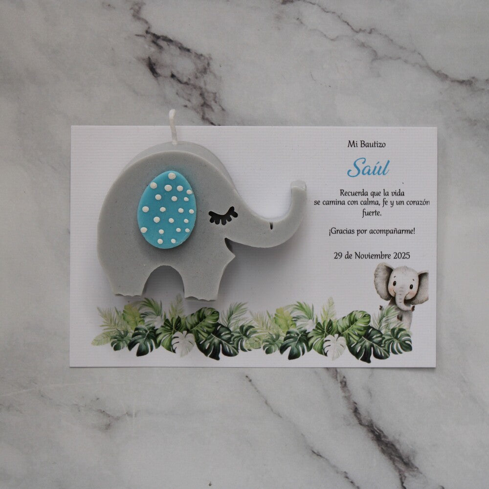 Recuerdo Vela de Elefante Personalizada