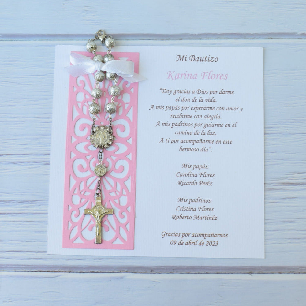 Bolo de Bautizo, decenario con perlas para niña