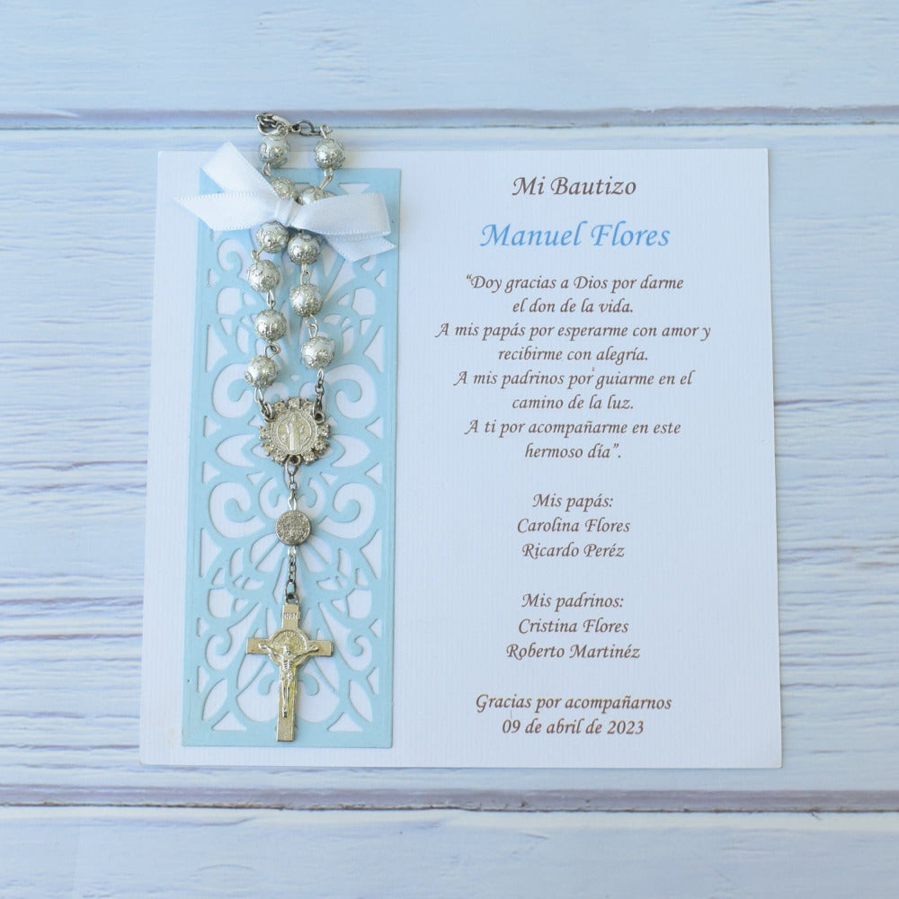 Bolo de Bautizo, decenario con perlas para niño