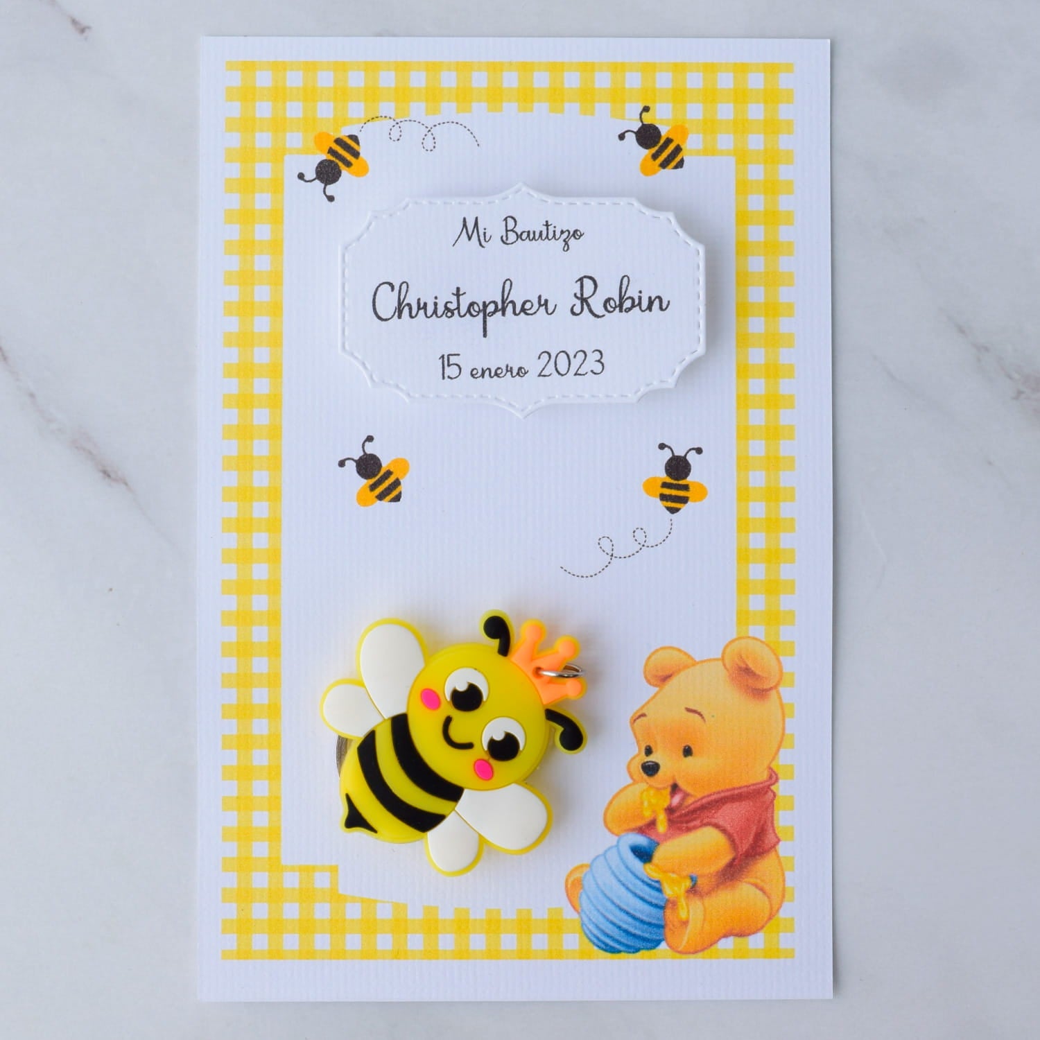 Llavero de Abejita Personalizado Bautizo