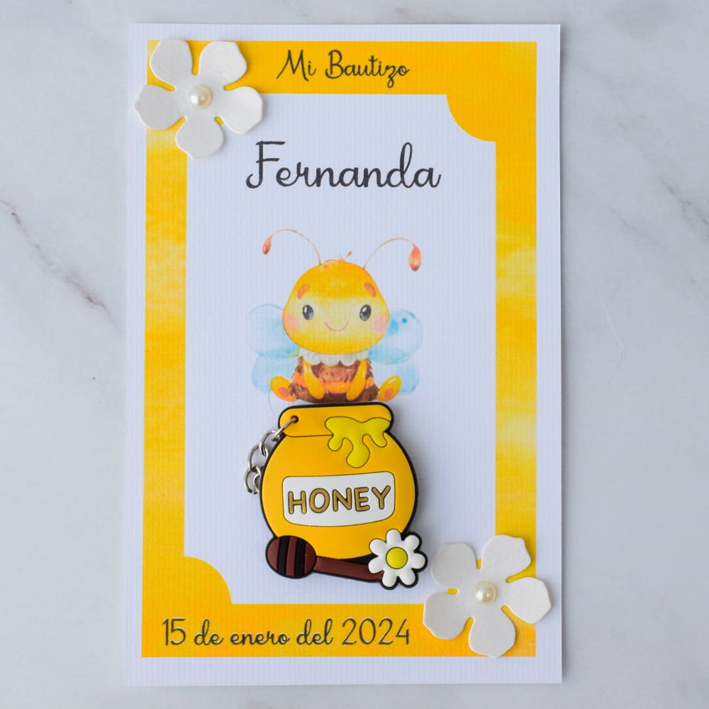 Llavero de Abejita Personalizado Bautizo
