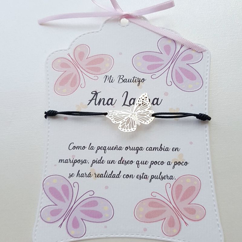Pulsera mariposa Pide un deseo Para Bautizo