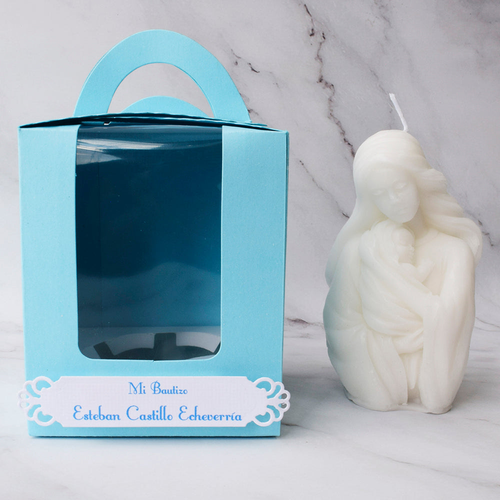 Vela de Bautizo para niño de la Virgen María