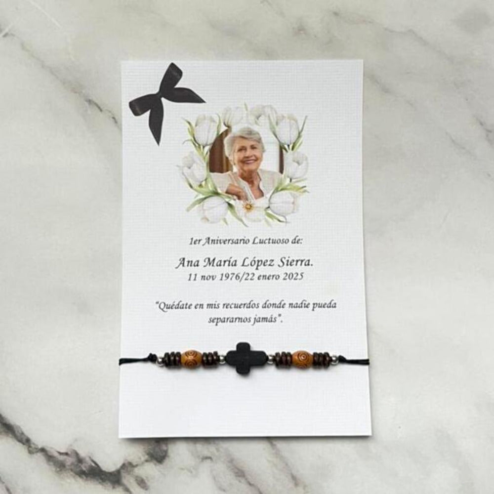 Pulsera de madera para novenario, personalizado con foto.