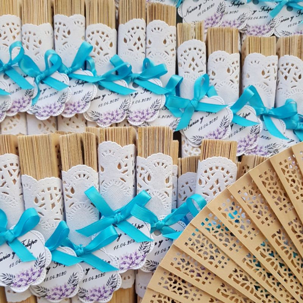 Abanico para Boda personalizado, madera de sándalo