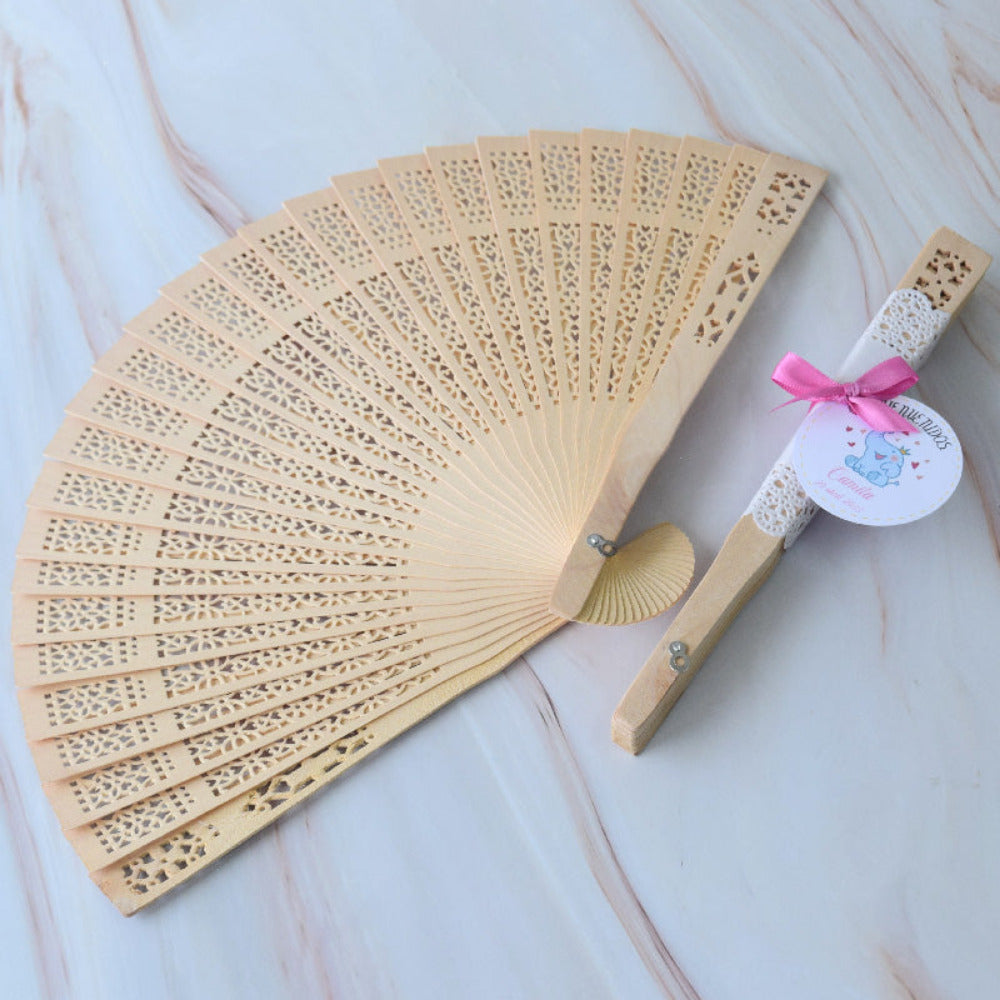 Abanico de madera personalizado, tipo encaje