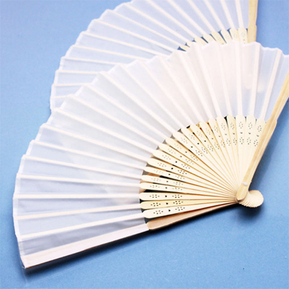 Abanico de madera con tela blanco