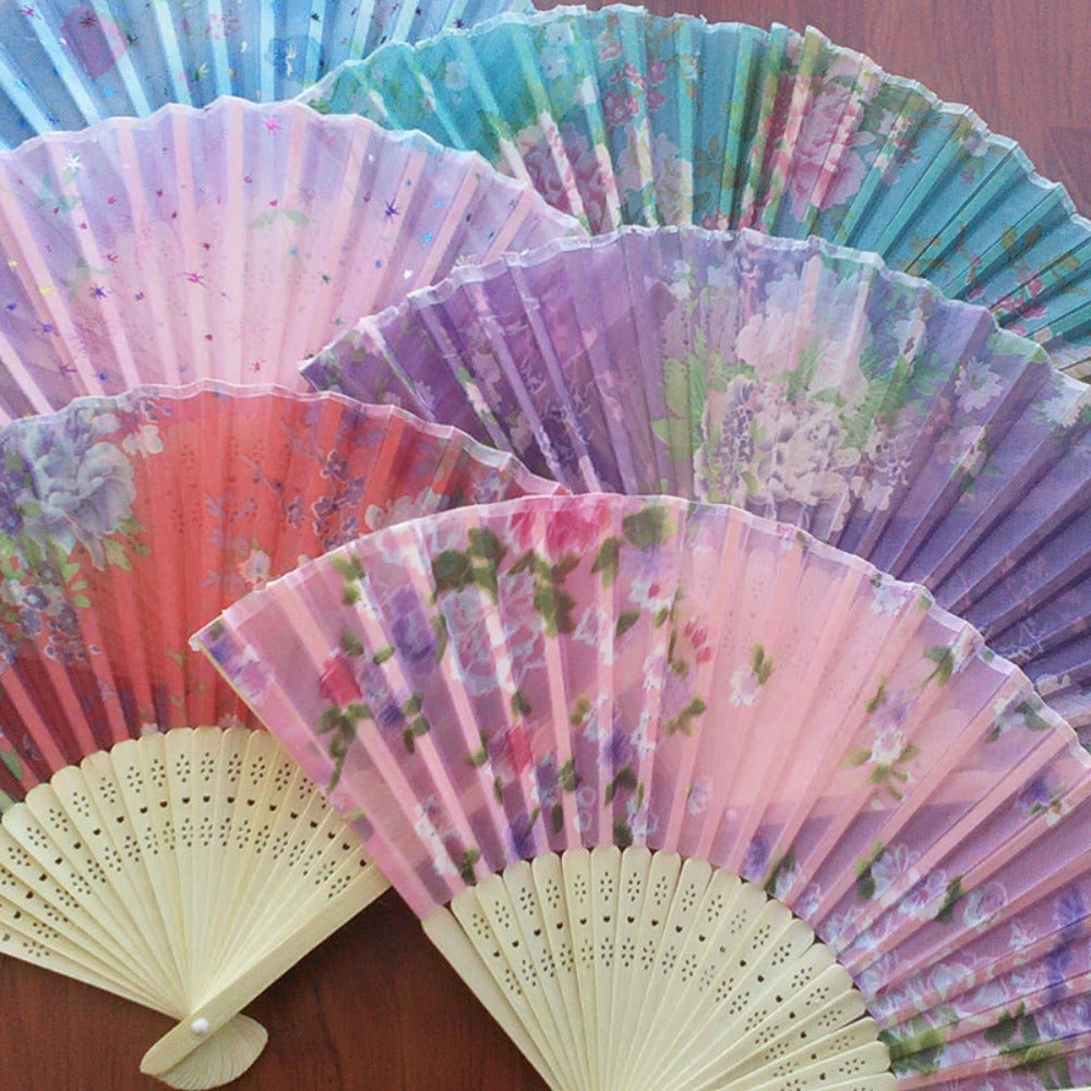 Abanico de madera de sándalo (Colores)